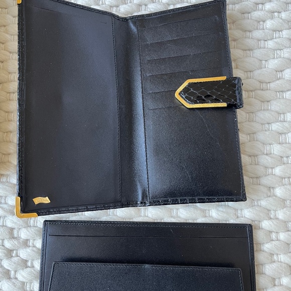 Judith Leiber Black Snakeskin Embossed Long Lady Leather Continental Wallet VTG - Picture 7 of 10